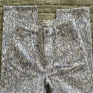 Abercrombie & Fitch High Rise Jeans - Blue and White waves